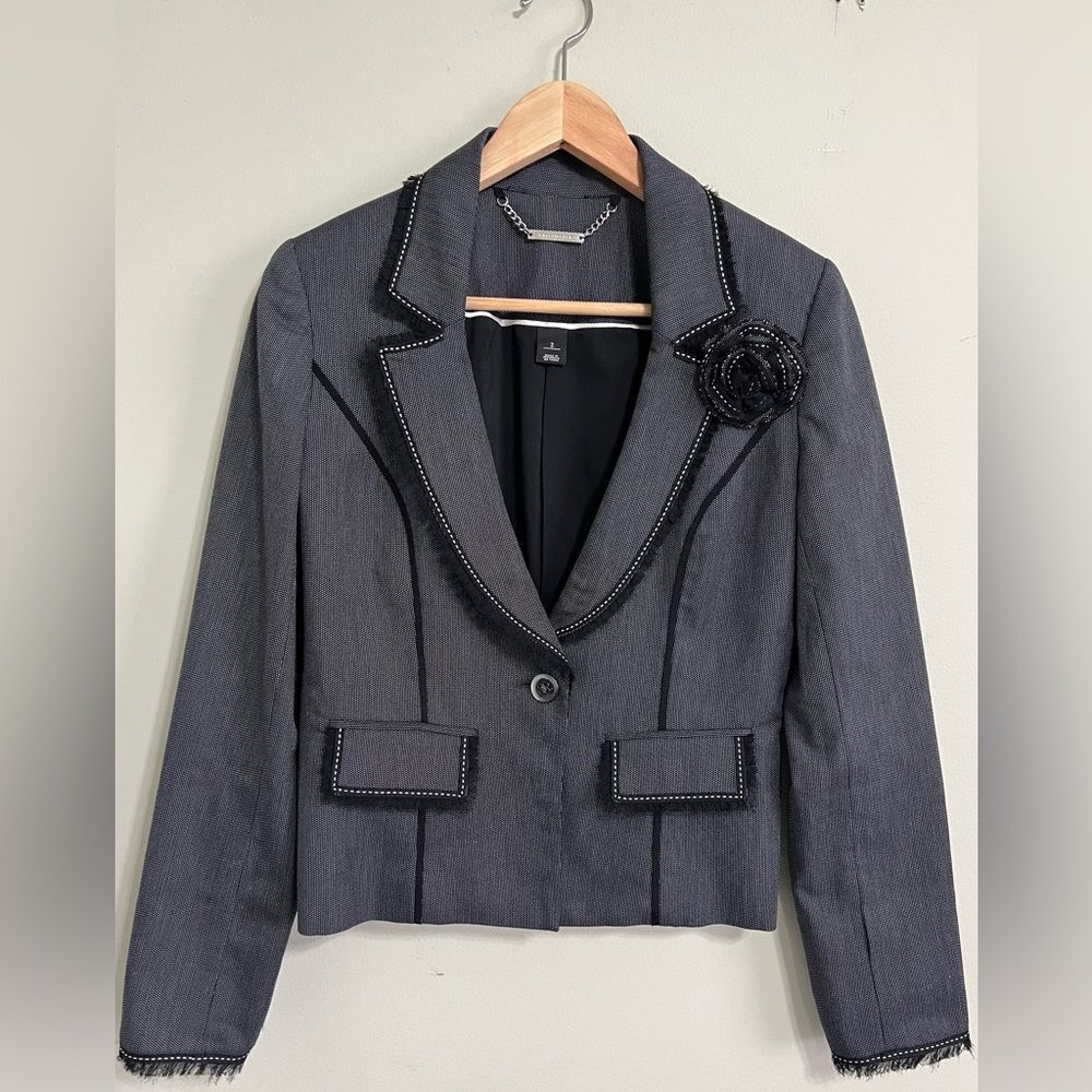 Black House White Market jacket with flower brooch